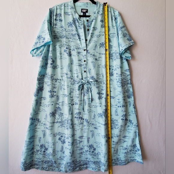 Lands End Dress Women 1X‎ Short Sleeve Plus Beach Print Cover Up Sail 16W 18W - Picture 12 of 16